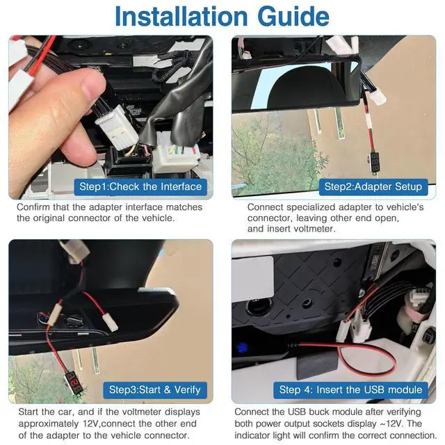 Alt view image 6 of 7 - Dashcam Power Adapter,(10P TypeH)Compatible with Hyundai/Kia,Ioniq 5,EV6 | Auto Rearview Mirror to Dash Cam Power Adapter,Built-in USB to Mirror Camera GPS Charger Adapter Cable