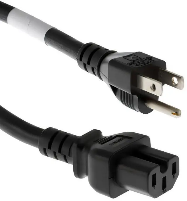Main image of 3 Prong AC Power Cord Cable 6ft (1.8m), 14AWG 5-15P to C15 | Heavy Duty 14 AWG Extension Cord Cable, 15A/125V, for Home, Office, Appliances, Electronics and Power Tools, Black