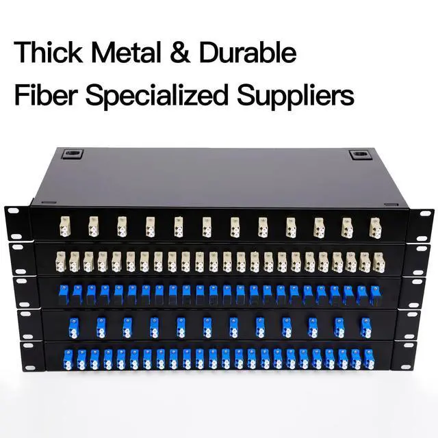Alt view image 7 of 7 - High-Performance 24 Duplex 48 Port LC-OS1 Rack Mount Fiber Enclosure Box Kit for SingleMode LC-UPC, 19" Cabinet - Includes 2 Splice Trays, 48 Strand Pigtail, 1M Cables, Spool, 24 Core LGX Patch Panel