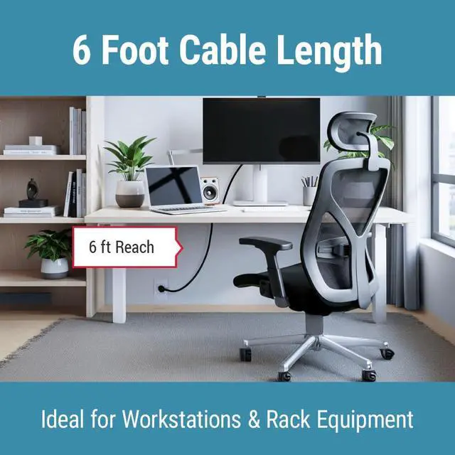 Alt view image 6 of 7 - 3 Prong AC Power Cord Cable 6ft (1.8m), 14AWG 5-15P to C15 | Heavy Duty 14 AWG Extension Cord Cable, 15A/125V, for Home, Office, Appliances, Electronics and Power Tools, Black