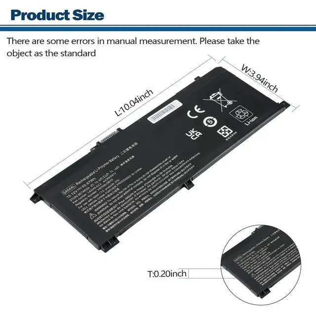 Alt view image 3 of 7 - SA04XL Laptop Battery for HP Envy X360 15-DR 15-DR0010TX Series 15.12V | 55.67Wh for HSTNN-OB1F HSTNN-OB1G HSTNN-UB7U L43248-541 L43248-AC1 L43248-AC2 L43267-005