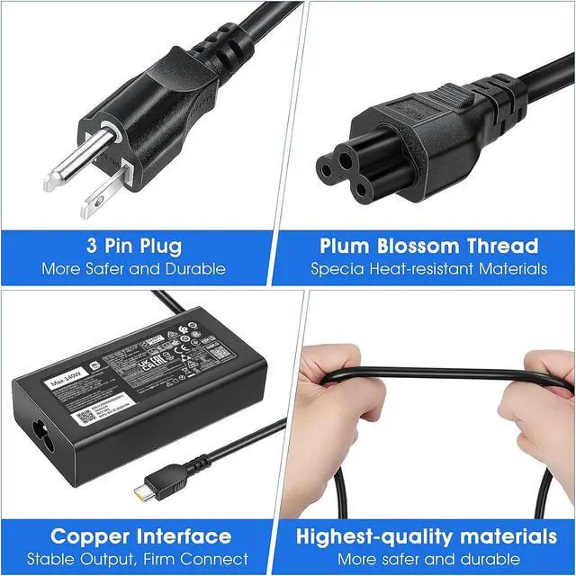 Alt view image 5 of 7 - 140W USB C Charger Compatible with Lenovo Yoga Pro 9i, Slim Pro 9 7, IdeaPad Pro 5, Legion Pro 5 7 5i 7i 9i, Slim 5 7, LOQ 15, ThinkPad P1, PD 3.1 Fast Laptop Power Adapter Type C