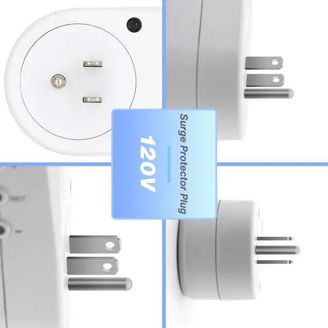 Alt view image 6 of 7 - Surge Protector, Power Surge Protector Outlet, Voltage Regulator, Heavy Duty Whole House Wall Surge Protector for Home, Office, Travel, LED Indicator Light, Single Outlet, 120V, 15A, 2 Pack