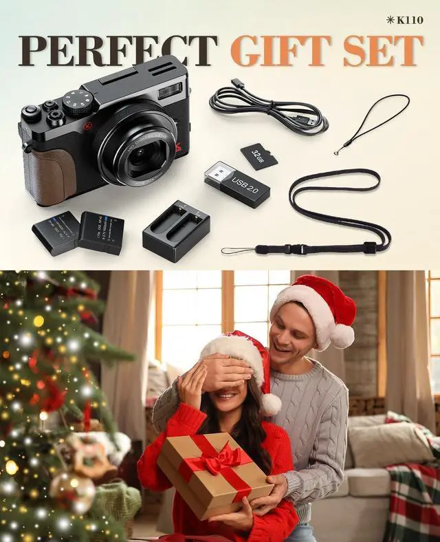 Alt view image 6 of 7 - 5K 64MP Digital Camera for Photography & YouTube Vlogging - 18X Zoom UHD Autofocus Video Camera with 3" 180° Flip Screen, 64GB TF Card & 2 Batteries - Compact Travel