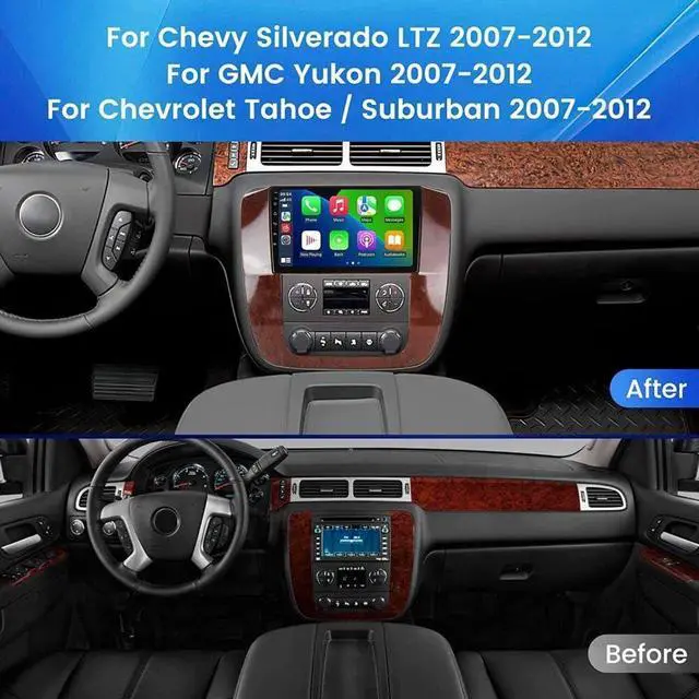 Alt view image 2 of 7 - Car Radio for Chevy Silverado Tahoe Suburban GMC Yukon Sierra 2007-2013 | 9" IPS Touch Screen Stereo with CarPlay/Android Auto Bluetooth WiFi FM/RDS SWC, 2+32G