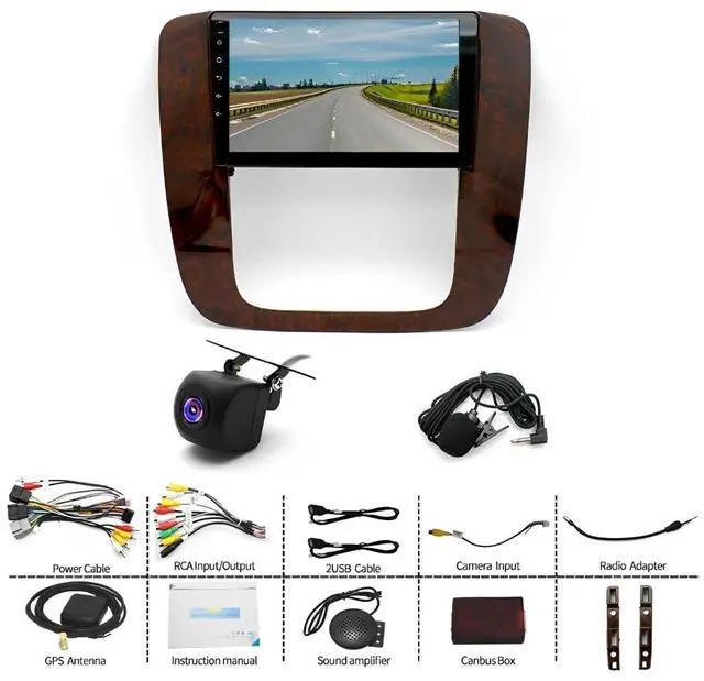 Alt view image 2 of 7 - Car Radio for Chevrolet Tahoe/Suburban/Silverado LTZ 2007-2012 with Wireless Carplay/Android Auto, 9 Inch Touch Screen Stereo with GPS Navigation Bluetooth Backup Camera 2+32G