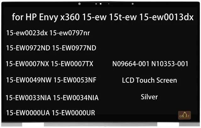Main image of Replacement for HP Envy x360 15t-ew 15-ew0013dx 15-ew0023dx Screen | 15-ew0797nr 15-EW0972ND 15-EW0977ND 15-EW0007NX N09664-001 N10353-001 LCD Touch Screen Display Digitizer Assembly Silver
