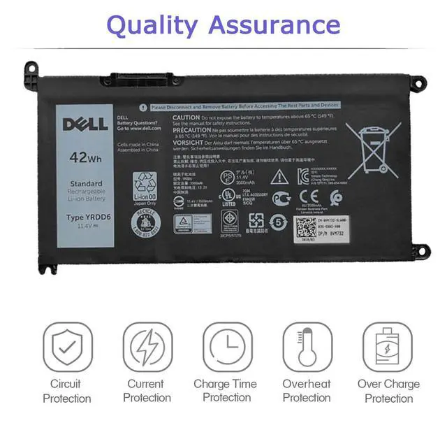 Alt view image 6 of 7 - DELL YRDD6 1VX1H Laptop Battery for Dell Inspiron 7586 5482 5485 5491 3310 2-in-1 3493 3582 3593 3793 5493 5593 5480 5590 5591 5594 5598 15 3583 3584 Vostro 3491 5481 5581 5490 5590 VM732 3Cell 42Wh