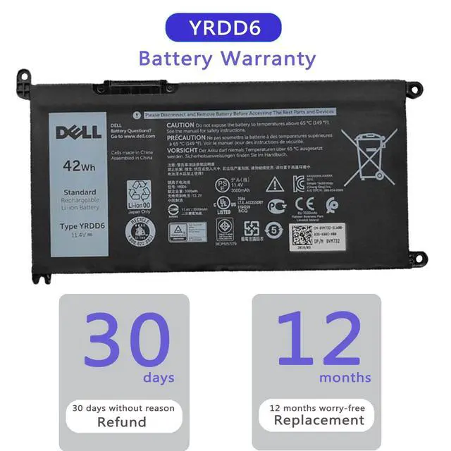 Alt view image 7 of 7 - DELL YRDD6 1VX1H Laptop Battery for Dell Inspiron 7586 5482 5485 5491 3310 2-in-1 3493 3582 3593 3793 5493 5593 5480 5590 5591 5594 5598 15 3583 3584 Vostro 3491 5481 5581 5490 5590 VM732 3Cell 42Wh