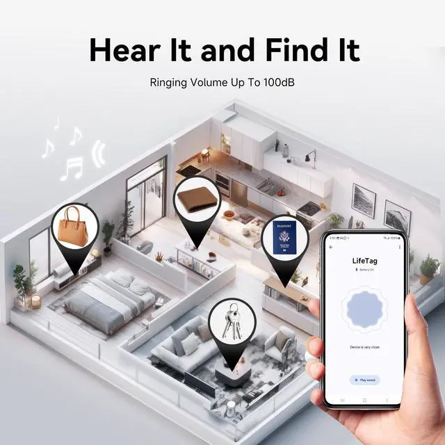Alt view image 6 of 6 - Air Tracker Tags for Android 4 Packs, Certified by Google Find Hub | Bluetooth Tracker for Google Find Hub (Find My Device) App, Item Finder Locator for Keys, Luggage, Backpack