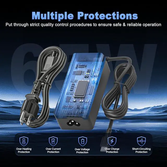 Alt view image 5 of 7 - 65W USB Type C Charger Compatible with Acemagic AX16 AX15 Laptop | Compatible with Nimo N171 N171S N151 N152 N153 N154 N151S 17.3" 15.6" Type C Notebook Power Supply Cord