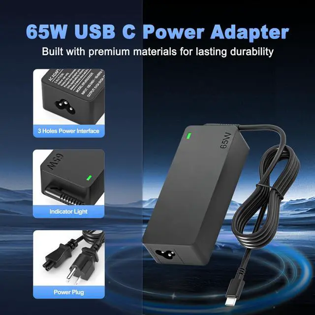 Alt view image 7 of 7 - 65W USB Type C Charger Compatible with Acemagic AX16 AX15 Laptop | Compatible with Nimo N171 N171S N151 N152 N153 N154 N151S 17.3" 15.6" Type C Notebook Power Supply Cord