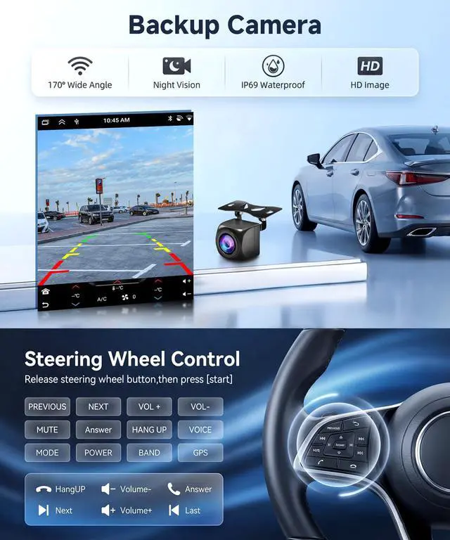 Alt view image 7 of 7 - 8Core 4G+64G Car Radio for Chevy Cruze J300 2009-2015, Wireless Carplay Android Auto, 5GWIFI GPS, 9.7 inch IPS Touchscreen Stereo for Chevrolet, Bluetooth, AHD Backup Camera, FM EQ SWC
