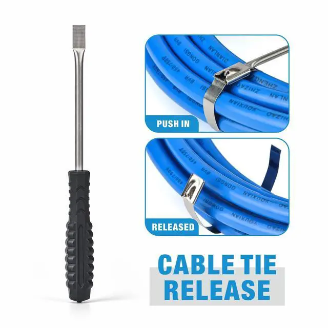 Alt view image 4 of 7 - IWISS WCT322 Stainless Steel Cable Tie Gun Kit for Fastening and Cutting up to 12mm Width Metal Zip Ties, c/w 100 Pieces Stainless Steel Cable Zip Ties, Zip Tie Gun