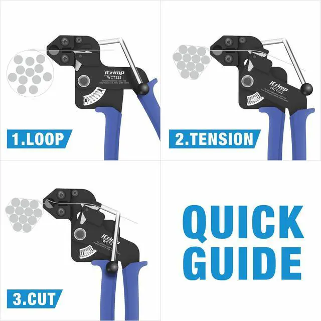 Alt view image 5 of 7 - IWISS WCT322 Stainless Steel Cable Tie Gun Kit for Fastening and Cutting up to 12mm Width Metal Zip Ties, c/w 100 Pieces Stainless Steel Cable Zip Ties, Zip Tie Gun