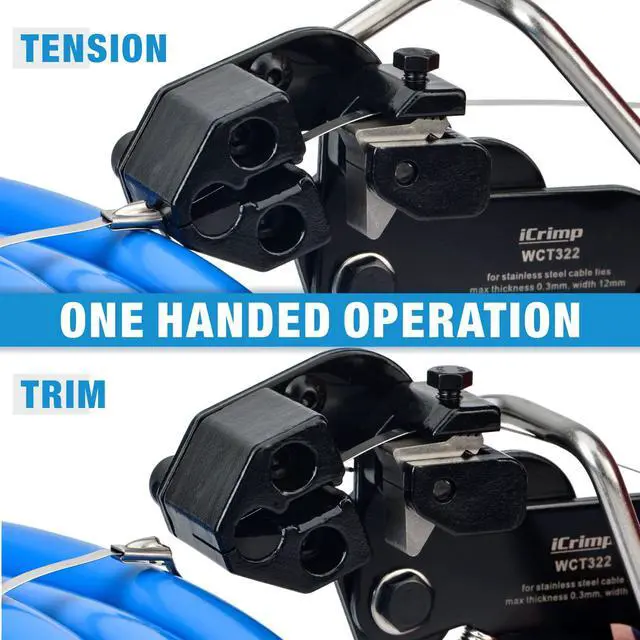 Alt view image 7 of 7 - IWISS WCT322 Stainless Steel Cable Tie Gun Kit for Fastening and Cutting up to 12mm Width Metal Zip Ties, c/w 100 Pieces Stainless Steel Cable Zip Ties, Zip Tie Gun