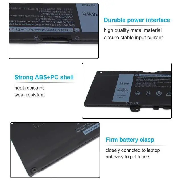 Alt view image 4 of 6 - 38Wh Type F62G0 Laptop Battery for Dell Inspiron 13 7000 2-in-1 7373 7386 7370 7380 5370 P83G P87G P91G P83G001 P83G002 P87G001 P91G001 Vostro 5370 F62GO RPJC3 39DY5 039DY5 0RPJC3 11.4V 3-Cell