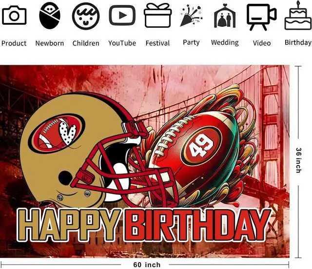 Alt view image 2 of 4 - 49 Birthday Party Backdrop,Football Party Decoration,49 Football Themed Birthday Banner Shoot Photo Backgrounds Props for Party 5x3ft