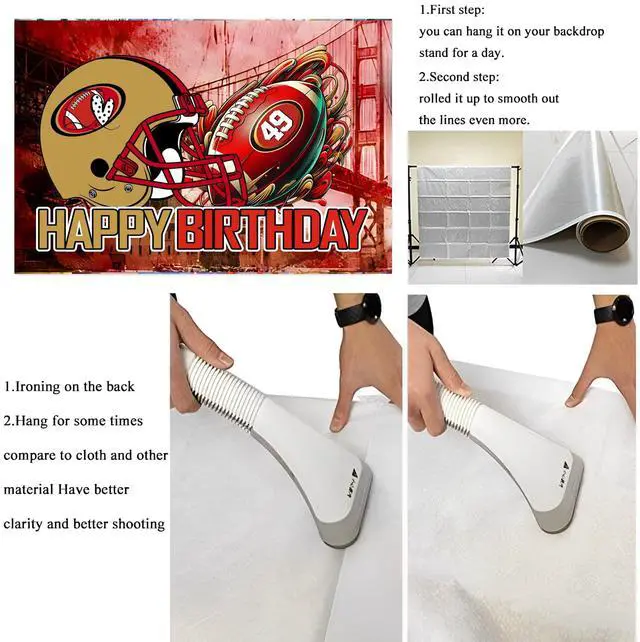 Alt view image 4 of 4 - 49 Birthday Party Backdrop,Football Party Decoration,49 Football Themed Birthday Banner Shoot Photo Backgrounds Props for Party 5x3ft