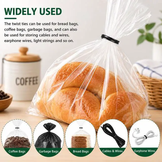 Alt view image 7 of 7 - 1000Pcs 4 Inch Plastic Twist Ties for Bags, Wire Cable Ties for Plants,Breads,Household and Office Use