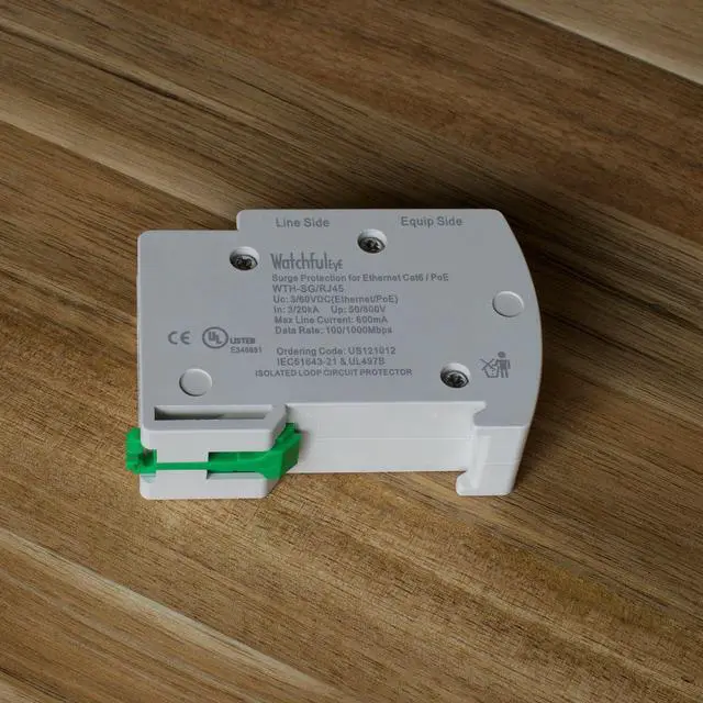 Alt view image 3 of 5 - WTH-SG/RJ45-E DIN-Rail Mounted Gigabit Ethernet PoE Surge Protector Full GDT 1-2 3-6 TVS Surge Protection