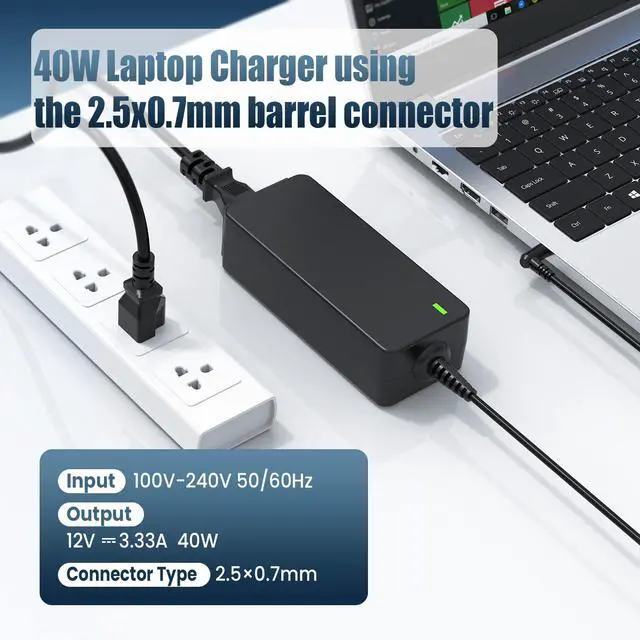 Alt view image 5 of 7 - 40W Ac Adapter Laptop Charger Compatible with Samsung 11.6" Chromebook 2 3 303c 500c 503c Xe500c12, 503c Xe503c12, Xe503c32, Xe500c13 Xe303c12, XE303C12-A01 AA-PA3N40W Power Supply Cord Plug
