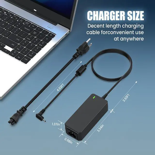 Alt view image 7 of 7 - 40W Ac Adapter Laptop Charger Compatible with Samsung 11.6" Chromebook 2 3 303c 500c 503c Xe500c12, 503c Xe503c12, Xe503c32, Xe500c13 Xe303c12, XE303C12-A01 AA-PA3N40W Power Supply Cord Plug