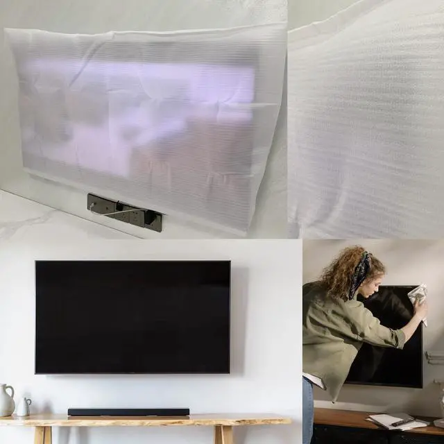 Alt view image 3 of 7 - Extra Large Foam Flat Screen TV Cover Fits Up to 84"L x 52"W Flat Screen TV86-90 Inch Television Foam Cover for TV Protection During House Moving, Storage, or Home Renovation-1 Pack
