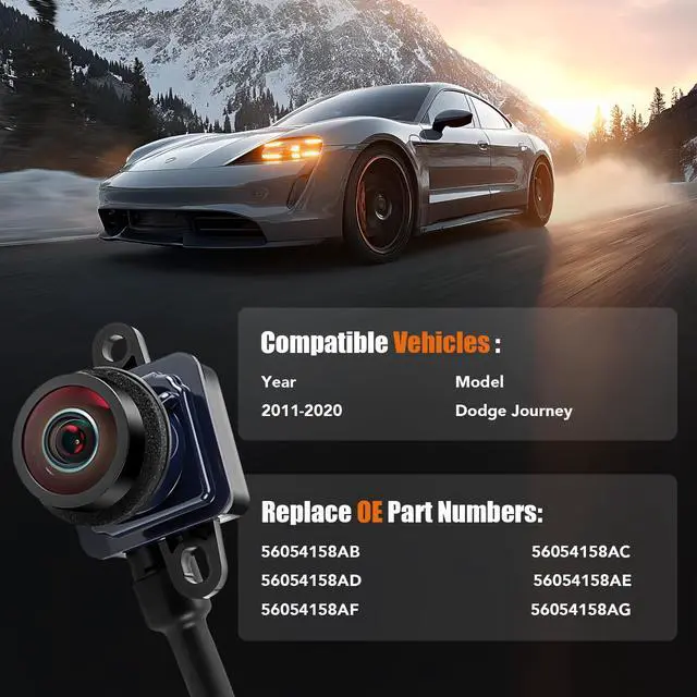 Alt view image 5 of 7 - Rear View Backup Camera Compatible with Dodge Journey 2011-2020 | Night Vision, Wide-angle, Waterproof Reverse Camera Parking Assist Replaces# 56054158AD, 56054158AE, 56054158AB