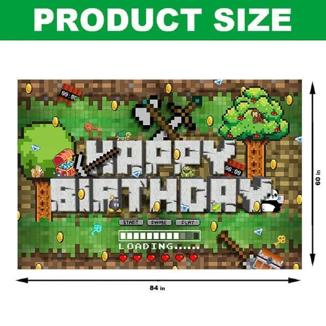Alt view image 2 of 5 - Sandbox Game Party Backdrop, 7 X 5ft Pixel Theme Party Banner Supplies Vdieo Game Party Decoration for Birthday, Party (5x7ft)