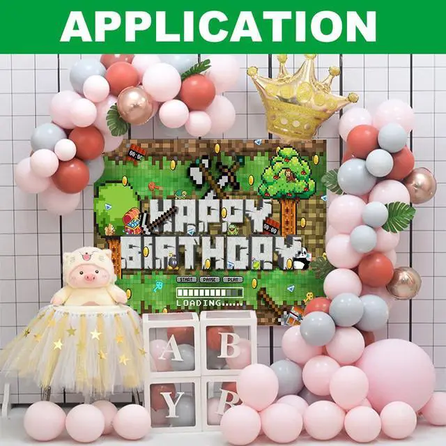 Alt view image 3 of 5 - Sandbox Game Party Backdrop, 7 X 5ft Pixel Theme Party Banner Supplies Vdieo Game Party Decoration for Birthday, Party (5x7ft)