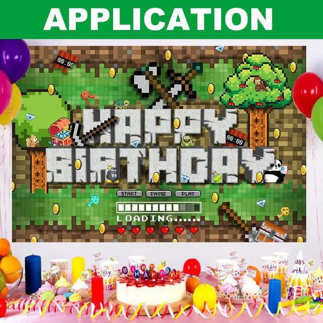 Alt view image 4 of 5 - Sandbox Game Party Backdrop, 7 X 5ft Pixel Theme Party Banner Supplies Vdieo Game Party Decoration for Birthday, Party (5x7ft)