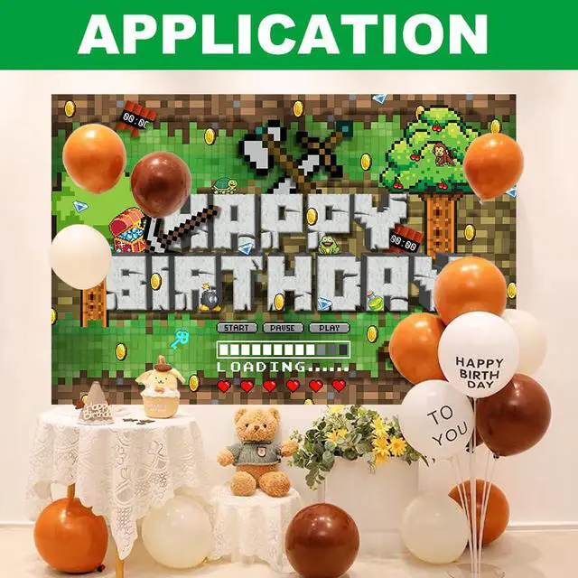 Alt view image 5 of 5 - Sandbox Game Party Backdrop, 7 X 5ft Pixel Theme Party Banner Supplies Vdieo Game Party Decoration for Birthday, Party (5x7ft)