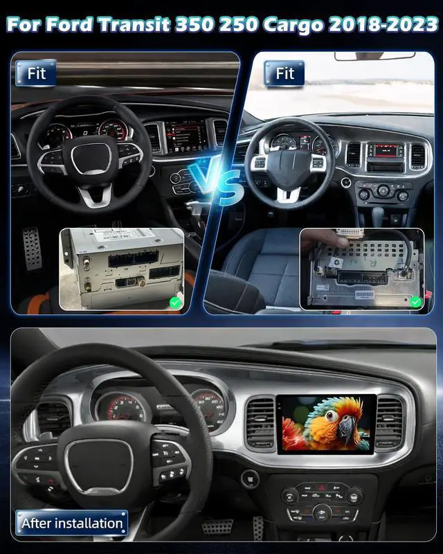 Alt view image 2 of 7 - 4G+64G Car Stereo for Dodge Charger 2011 2012 2013 2014 with Wireless Carplay & Android Auto - 9 Inch Android 15 Touchscreen Radio with EQ/5GHz WiFi/GPS/SWC, AHD Rear View Camera