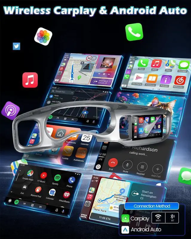 Alt view image 4 of 7 - 4G+64G Car Stereo for Dodge Charger 2011 2012 2013 2014 with Wireless Carplay & Android Auto - 9 Inch Android 15 Touchscreen Radio with EQ/5GHz WiFi/GPS/SWC, AHD Rear View Camera