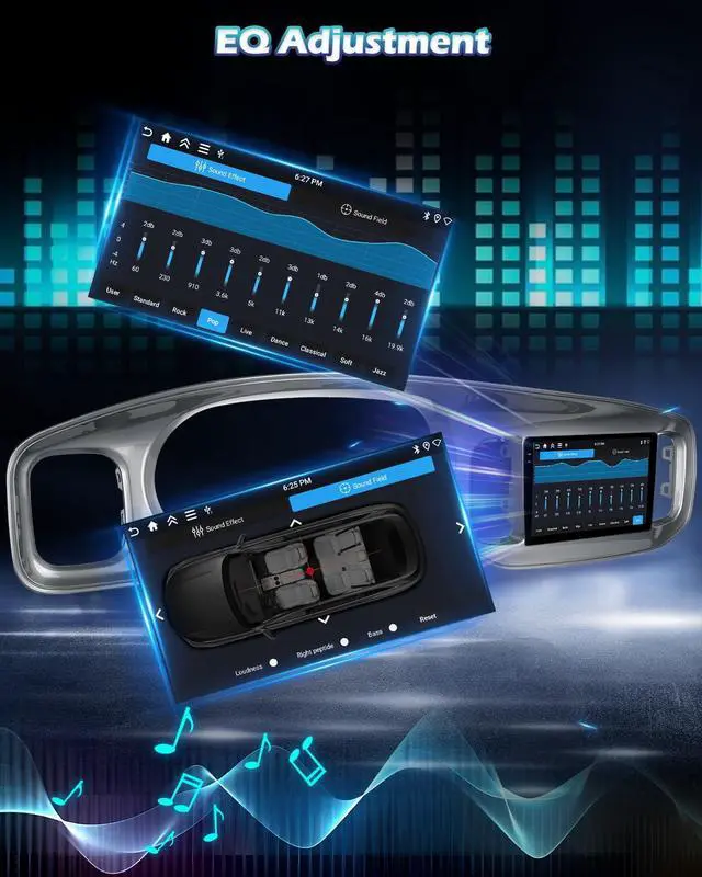 Alt view image 5 of 7 - 4G+64G Car Stereo for Dodge Charger 2011 2012 2013 2014 with Wireless Carplay & Android Auto - 9 Inch Android 15 Touchscreen Radio with EQ/5GHz WiFi/GPS/SWC, AHD Rear View Camera