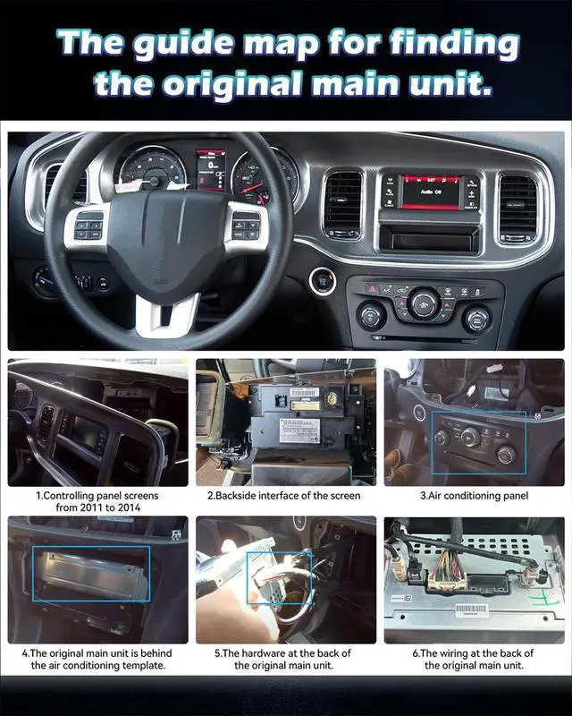 Alt view image 7 of 7 - 4G+64G Car Stereo for Dodge Charger 2011 2012 2013 2014 with Wireless Carplay & Android Auto - 9 Inch Android 15 Touchscreen Radio with EQ/5GHz WiFi/GPS/SWC, AHD Rear View Camera