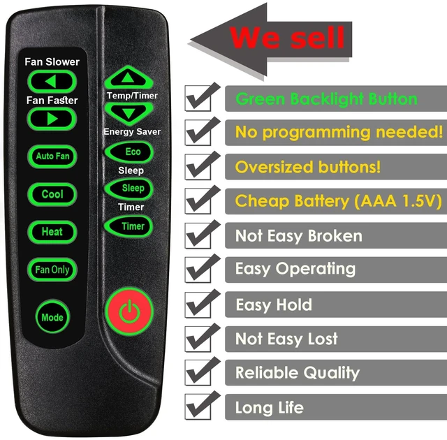 Alt view image 3 of 7 - Replacement Remote Control for Frigidaire Air Conditioner LRA11PZW114 LRA11PZW115 FHWW153WB1 GHWW083WB1 GHWW063WB1 FGRQ0633U1 FGRC1244T1 FGRC1044T1 FGRC0644U1, with Oversized Backlit Buttons