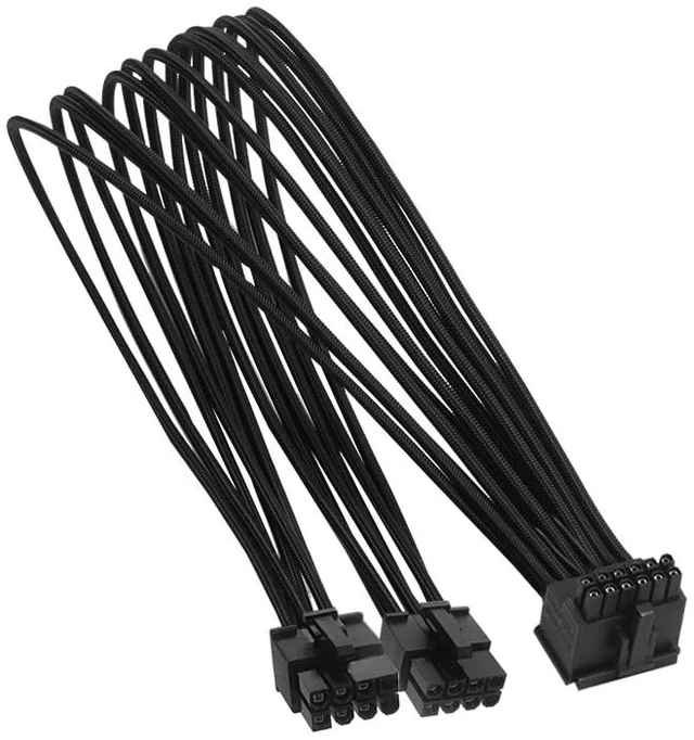 Alt view image 2 of 2 - X-Enlazar Dual 8-Pin PSU to 12V-2x6 GPU Adapter Cable - 90-Degree Connector, Individually Sleeved with Braiding & Combs, 16AWG Wire, 600mm Length, 7+8 Config., Type-B Connector - Black