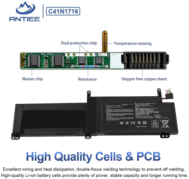 Alt view image 3 of 7 - C41N1716 Laptop Battery Replacement for ASUS ROG Strix GL703GS GL703GM Scar for ROG Strix S7BS S7BS8750 GL703GM-NS73 GL703GM-DS74 GL703GS-DS74 0B200-02770000 4ICP4/59/134 15.4V 76Wh