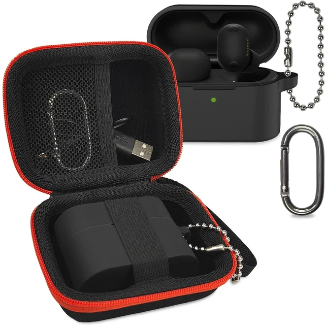 Main image of Hard Carrying Case and Silicone Cover Case for Sony WF-1000XM6 Earbuds Protective Cases for WF-1000XM6 Earbuds Accessories, Shockproof Cover with Ball Ring and Metal Carabiner (Black Case)