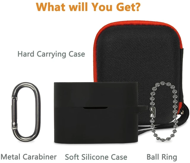 Alt view image 2 of 7 - Hard Carrying Case and Silicone Cover Case for Sony WF-1000XM6 Earbuds Protective Cases for WF-1000XM6 Earbuds Accessories, Shockproof Cover with Ball Ring and Metal Carabiner (Black Case)
