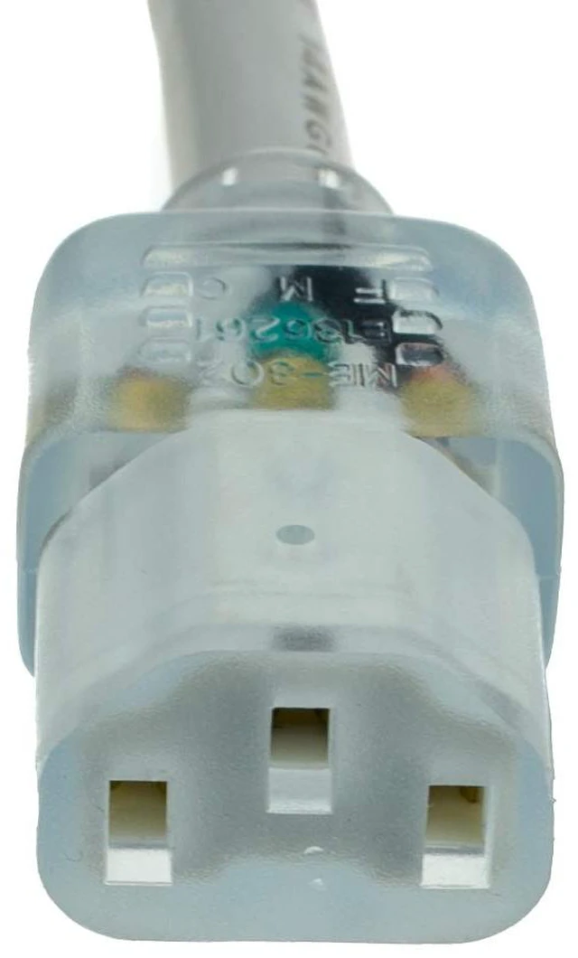 Alt view image 4 of 6 - 6 feet Hospital Grade Green Dot Power Cord, Nema 5-15P Male to C13 Female Clear Plug, 14 AWG, SJT, 15 Amp/125 Volt, Power Supply Cord, Clear