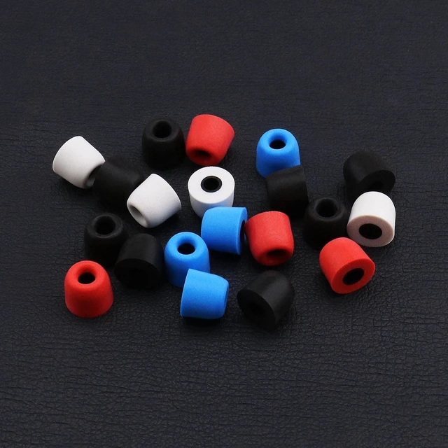 Alt view image 7 of 7 - 10 Pairs of Memory Foam Earbuds Tips for Most Earphone 4.5-5.5mm with Storage Box Blocking Out Ambient Noise 4 Colors Black Red Blue Grey Replacement
