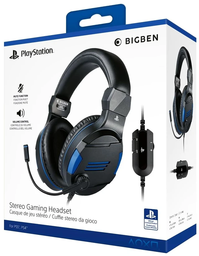 Main image of Nacon V3 Wired Gaming Headset Licensed for PlayStation PS5, PS4, PC - 40mm Drivers, Tempest 3D Audio, In-Line Mute/Volume, Foam Cushions, Universal 3.5mm - Black
