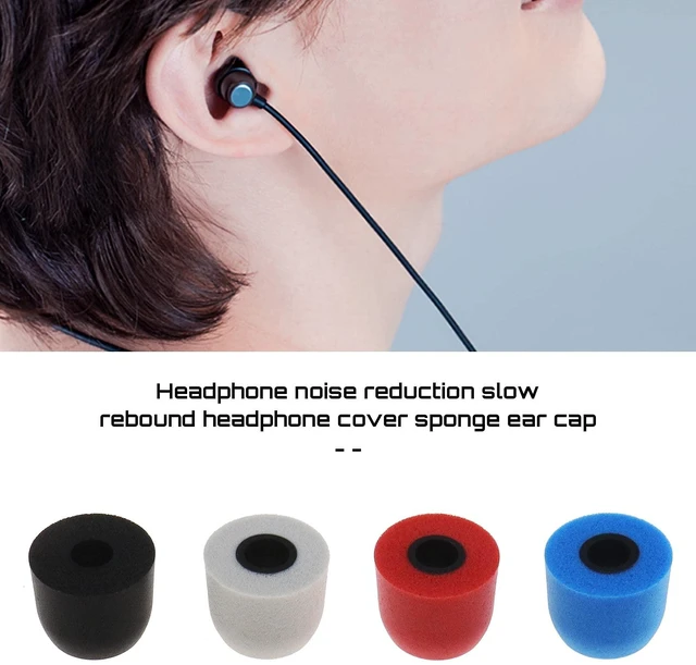 Alt view image 2 of 7 - 10 Pairs of Memory Foam Earbuds Tips for Most Earphone 4.5-5.5mm with Storage Box Blocking Out Ambient Noise 4 Colors Black Red Blue Grey Replacement