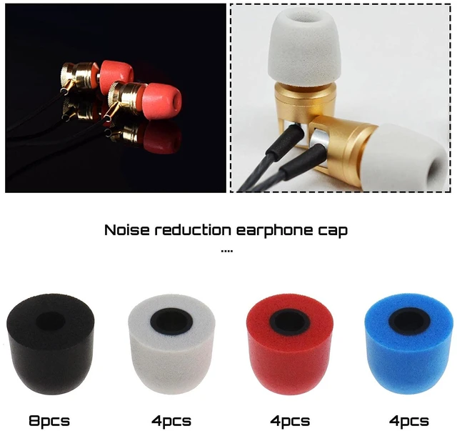 Alt view image 3 of 7 - 10 Pairs of Memory Foam Earbuds Tips for Most Earphone 4.5-5.5mm with Storage Box Blocking Out Ambient Noise 4 Colors Black Red Blue Grey Replacement