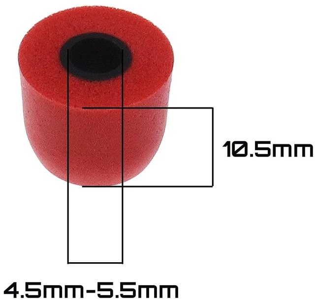 Alt view image 4 of 7 - 10 Pairs of Memory Foam Earbuds Tips for Most Earphone 4.5-5.5mm with Storage Box Blocking Out Ambient Noise 4 Colors Black Red Blue Grey Replacement