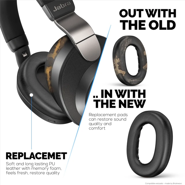 Alt view image 5 of 7 - Replacement Earpads for Jabra Elite 85H Wireless Headphones - Soft PU Leather & Memory Foam Ear Pad for Additional Comfort - by