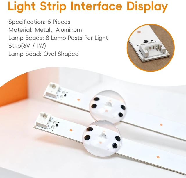 Alt view image 3 of 6 - 5 Pieces of LED Backlight Strips for LG 60 Models Fits 60UM6900PUA, 60UN7000PUB, 60UM7100PLB, 60UM6950D; LGIT_Y19_60UM71; 26.38", 6V, 8 LEDs